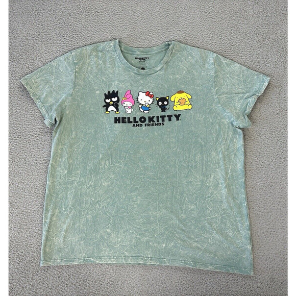 Hello Kitty & Friends‎ T-Shirt Adult 3XL Mineral Wash Green Short Sleeves - Picture 1 of 7
